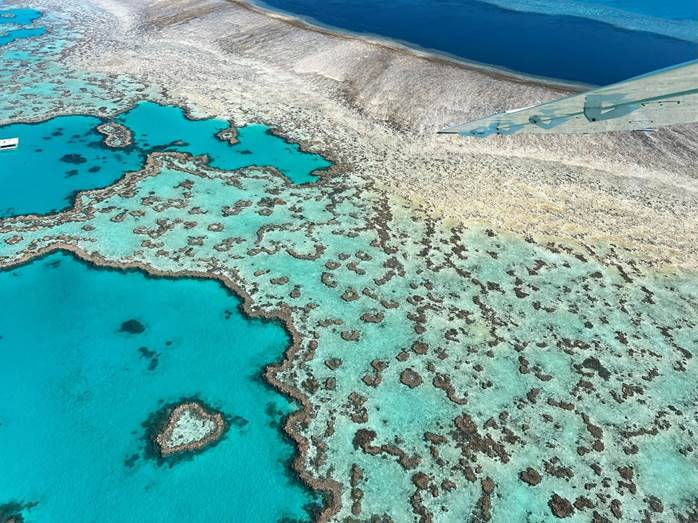 Arrecifes de coral vistos desde el aire (islas Whitsunday, Queensland)